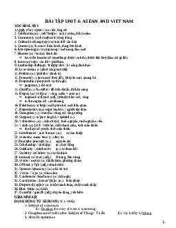 Giải Bài tập tiếng Anh 11 Unit 4: Asean and Viet Nam