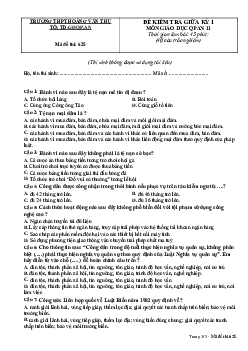 Đề thi giữa học kì 1 môn Giáo dục quốc phòng 11 năm 2023 - 2024 sách Cánh diều | Đề 3