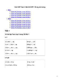 Vở bài tập Toán lớp 4 trang 129 Bài 36: Ôn tập đo lường Kết nối tri thức