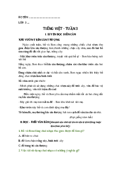 Phiếu bài tập cuối tuần Tiếng Việt lớp 3 Tuần 3 ( cơ bản ) | Kết nối tri thức