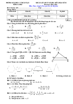 Đề thi giữa học kỳ 2 Toán 8 năm 2023 – 2024 phòng GD&ĐT Nông Cống – Thanh Hóa