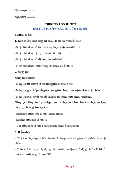 Kế hoạch giảng dạy môn toán lớp 7 sách chân trời sáng tạo học kì I
