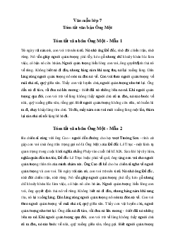Tóm tắt văn bản Ông Một (3 mẫu) | Văn mẫu lớp 7 Chân trời sáng tạo