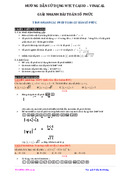 Hướng dẫn sử dụng máy tính cầm tay giải nhanh bài toán số phức – Trần Bá Hưng Toán 12
