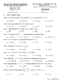 Đề thi HK1 Toán 10 năm 2019 – 2020 trường chuyên Thăng Long – Lâm Đồng