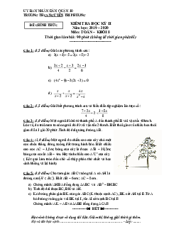 Đề thi HK2 Toán 8 năm 2019 – 2020 trường THCS Nguyễn Tri Phương – TP HCM