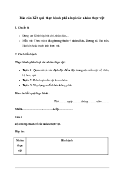 Giải KHTN 6 Bài 30: Thực hành phân loại thực vật Chân trời sáng tạo