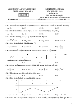 Đề cuối kì 1 Toán 12 năm 2023 – 2024 trường THPT Kim Sơn C – Ninh Bình