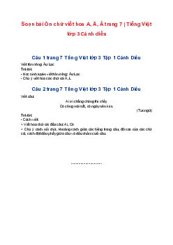 Soạn bài Ôn chữ viết hoa A, Ă, Â trang 7 | Tiếng Việt lớp 3 Cánh diều