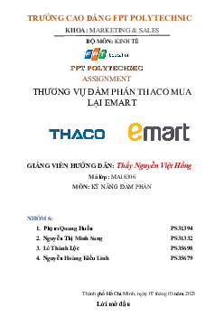 Thương vụ đàm phán THACO mua lại EMART | Bài tập môn Marketing | Trường Cao đẳng thực hành FPT