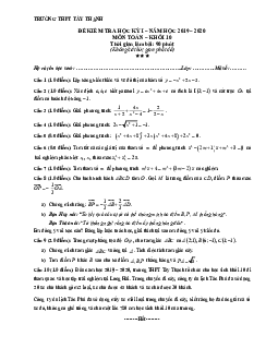 Đề thi học kì 1 Toán 10 năm 2019 – 2020 trường THPT Tây Thạnh – TP HCM