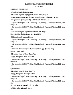 Mẫu kê khai tài sản | Pháp luật đại cương | Đại học Khoa học Xã hội và Nhân văn, Đại học Quốc gia Thành phố HCM