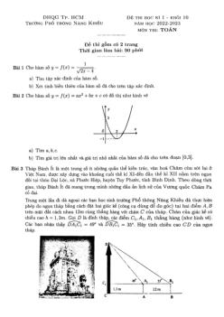 Đề học kì 1 Toán 10 năm 2022 – 2023 trường Phổ thông Năng khiếu – TP HCM