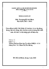 Quan điểm của Hồ Chí Minh về văn hóa và sự vận dụng trong việc xây dựng nền văn hóa nước ta trong bối cảnh toàn cầu hóa và hội nhập quốc tế hiện nay môn Tư tưởng Hồ Chí Minh | Trường Đại học Khoa học Tự nhiên, Đại học Quốc gia Thành phố Hồ Chí Minh