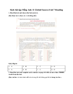 Giải Unit 7 Reading | Sách bài tập Tiếng Anh 11 Global Success