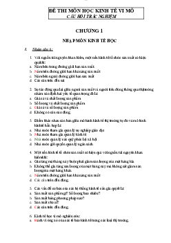 Đề cương trắc nghiệm ôn tập môn Kinh tế học theo từng chương có đáp án