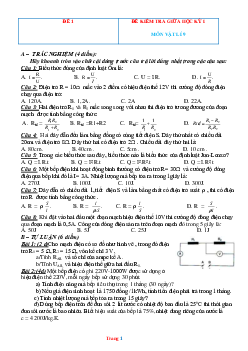 TOP 5 đề kiểm tra giữa học kỳ I môn vật lí 9 (có lời giải)