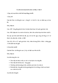 Giải Địa lí 11 Bài 9: Liên minh châu Âu - Một liên kết kinh tế khu vực lớn | Kết nối tri thức