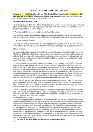 Đề cương ôn tập môn triết học Mác – Lê nin–Trường Đại học kinh tế thành phố Hồ Chí Minh  