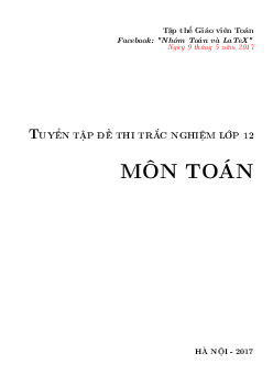 Tuyển tập đề thi trắc nghiệm lớp 12 môn Toán (Dự án 10)