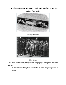 Lịch sử 10 bài 36: Sự hình thành và phát triển của phong trào công nhân
