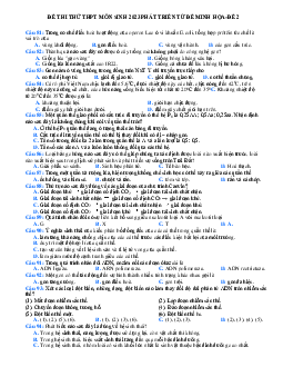 Đề thi thử THPT Quốc gia 2023 môn Sinh học bám sát đề minh họa - Đề 2 (có đáp án)