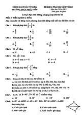 Đề học kì 1 Toán 7 năm 2024 – 2025 trường THCS Phúc Diễn – Hà Nội