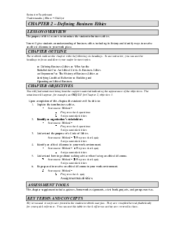 Business Ethics Lectures note chap 2 "Defining Business Ethnics"