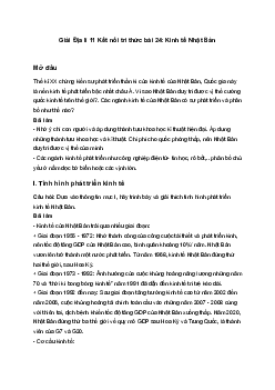 Giải Địa lí 11 Kết nối tri thức bài 24: Kinh tế Nhật Bản