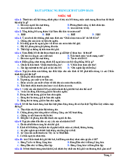 Bài Tập Trắc Nghiệm Lịch Sử 9 Bài 8: Nước Mĩ (có đáp án)