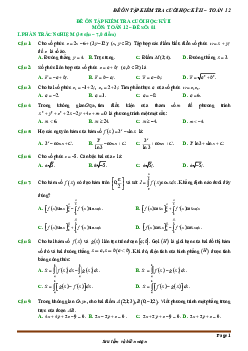 TOP14 đề ôn tập kiểm tra cuối học kỳ 2 môn Toán 12 (70% TN + 30% TL)