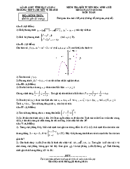 Đề kiểm tra đội tuyển HSG Toán năm 2021 – 2022 trường chuyên Vị Thanh – Hậu Giang