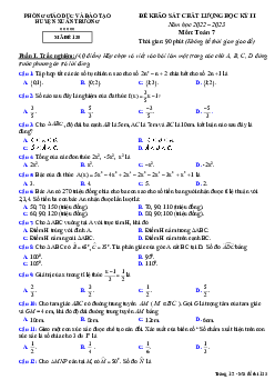 Đề học kỳ 2 Toán 7 năm 2022 – 2023 phòng GD&ĐT Xuân Trường – Nam Định