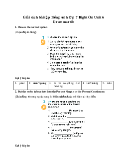 Giải sách bài tập Tiếng Anh lớp 7 Right On Unit 6 Grammar 6b