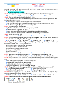 Đề 7 kiểm tra cuối học kỳ 1 Hóa 10 chân trời sáng tạo (có đáp án)