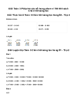 Giải Toán 3: Phép trừ các số trong phạm vi 100 000 | Chân trời sáng tạo