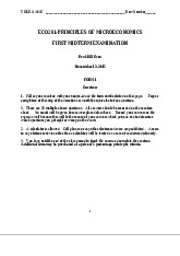 Eco201: principles of microeconomics First midterm examination môn Kinh tế vi mô | Trường Đại học Kinh Tế Quốc Dân