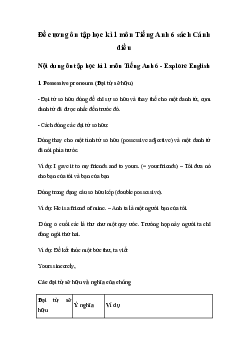 Đề cương ôn tập học kì 1 môn Tiếng Anh 6 sách Explore English