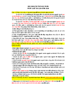 Đề cương ôn tập học phần Pháp luật du lịch | Đại học Văn hóa Hà Nội