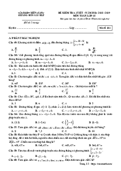 Đề kiểm tra 1 tiết Hình học 10 chương 2 – 3 năm 2018 – 2019 trường Tân Hiệp – Kiên Giang