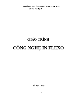Giáo trình môn Công nghệ in Flexo | Trường Cao đẳng Công nghệ Tây Nguyên