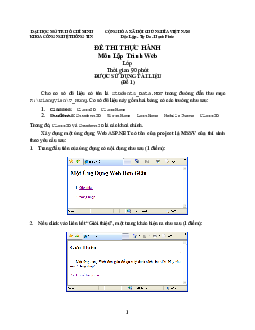 Đề thi thực hành môn Lập trình Web | Đại học Mở Tp HCM