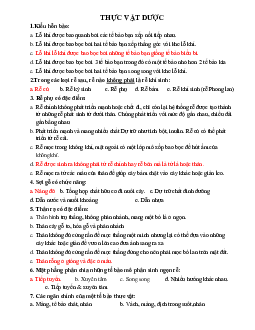 Tổng hợp trắc nghiệm Thực vật dược | Trường Đại học Kỹ thuật Y - Dược Đà Nẵng