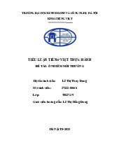 Tiểu luận đề tài: Ô nhiễm môi trường môn Tiếng Việt thực hành | Trường Đại học Kinh Doanh và Công Nghệ Hà Nội