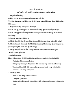 Tóm tắt lý thuyết Địa lý 10 bài 12