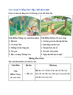 Giải SGK Tiếng Việt 3 trang 71, 72 Ôn tập giữa học kì 2 - Tiết 1, 2 | Kết nối tri thức