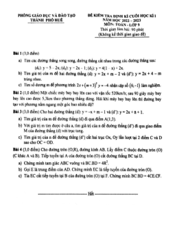 Đề cuối học kì 1 Toán 9 năm 2022 – 2023 phòng GD&ĐT thành phố Huế