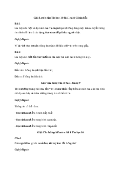 Giải Tin học 10 Bài 1: Dữ liệu, thông tin và xử lí thông tin | Cánh diều