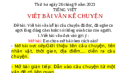 Giáo án điện tử Tiếng Việt 4 Tập Làm Văn Chân trời sáng tạo: Viết đoạn văn kể chuyện