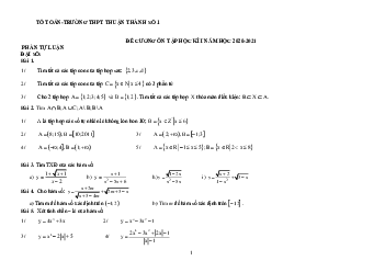 Đề cương ôn tập học kì 1 Toán 10 năm 2020 – 2021 trường THPT Thuận Thành 1 – Bắc Ninh